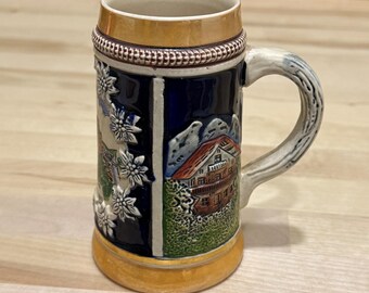 Chope à bière ouest-allemande vintage King Ceramic Stonewear, chope à bière