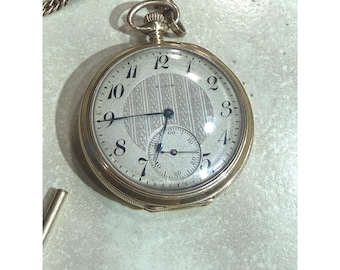 Antique ELGIN 14K Solid Gold 585 Fine 15 Jewels Pocket Watch Case Chain Fob