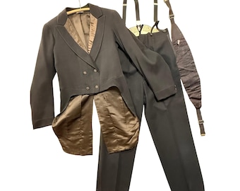 Vintage 50er Jahre Frack Hose Dirigent Anzug Ensemble Herren Frack Schwarz Maßgeschneidert