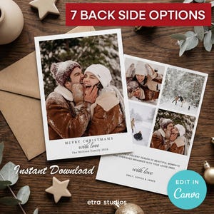 Modern Christmas Card, Single Photo Front, 7 Back Layouts, Multi Photo Collage Option, New Year Card 2026, Minimalist Holiday, 1-6 Pictures