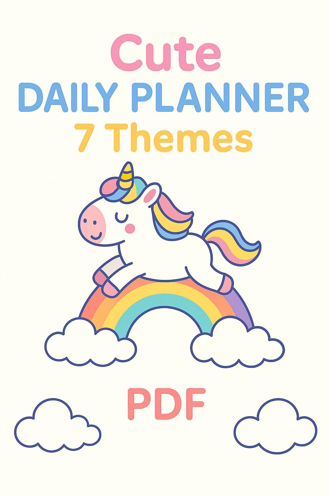 Pastel Unicorn Daily Planner | Kawaii Printable Bundle (A4 PDF) - Etsy