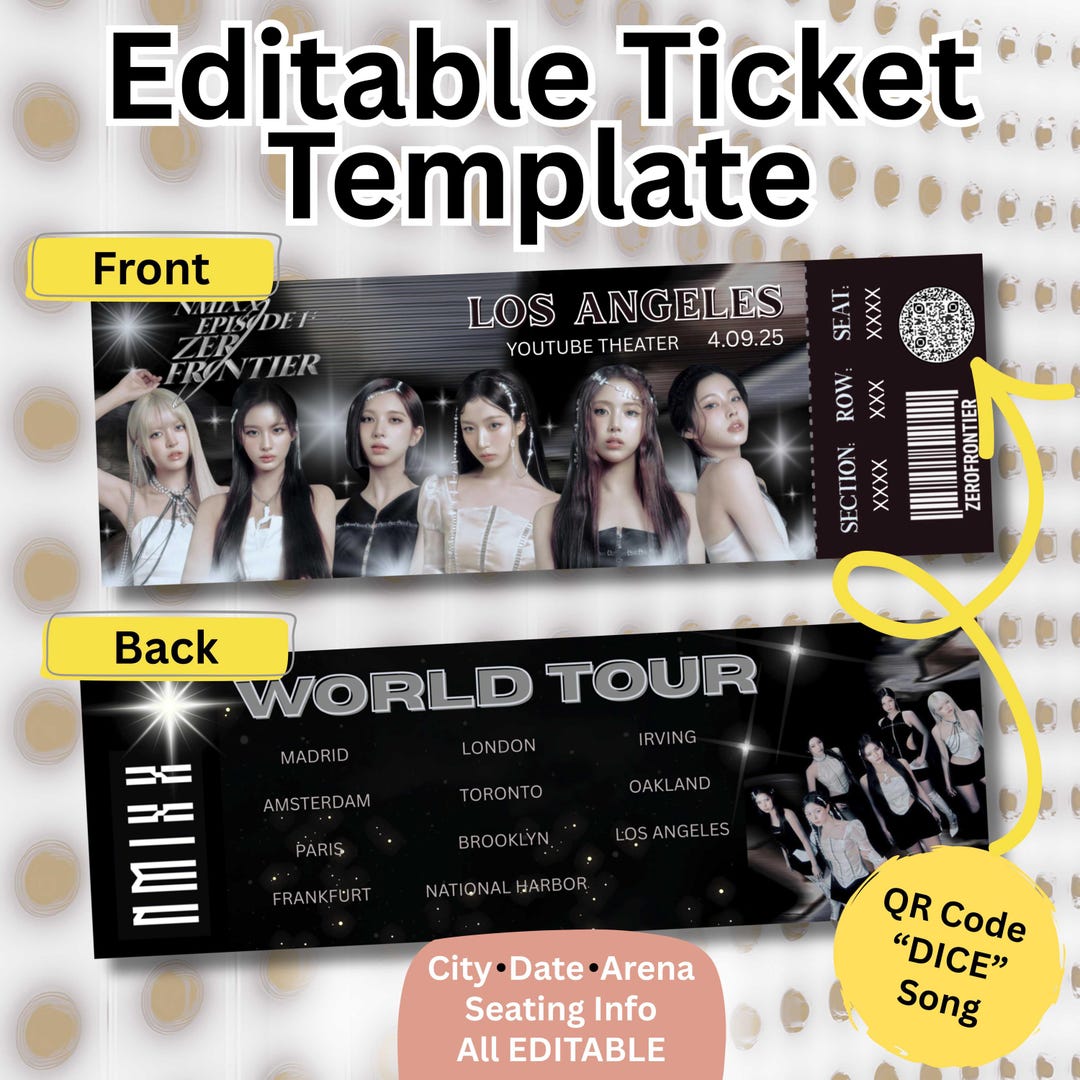 Editable NMIXX Concert Ticket Template Episode 1 Zero Frontier World