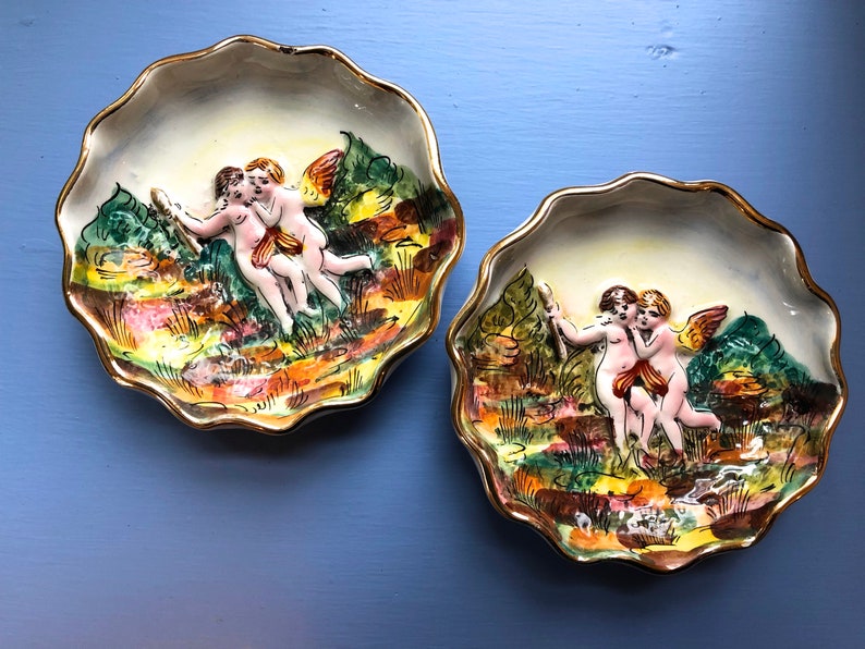 Vintage Italian Ceramic Capodimonte Cherub Dishes Plate | Etsy