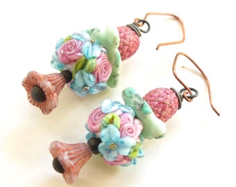 Stacked Floral Earrings - Handmade Artisan Jewelry