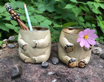 Vintage Elephant MUG / Cup - Vintage Stoneware - Elephant DECOR - Retro Kitchen - Kitsch Animal - Safari Vase/ Planter - Coffee Cup - Japan