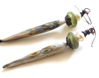 Boho Glow Earrings - Handmade Lampwork Rustic Earrings - Artisan Glass Earrings - SPRING Jewelry