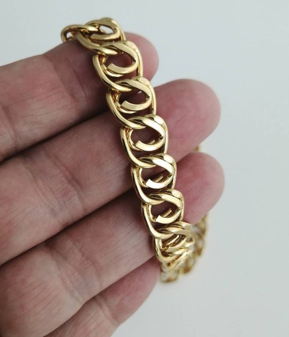 Chunky gold plated chain necklace, mens choker, u… - image 3