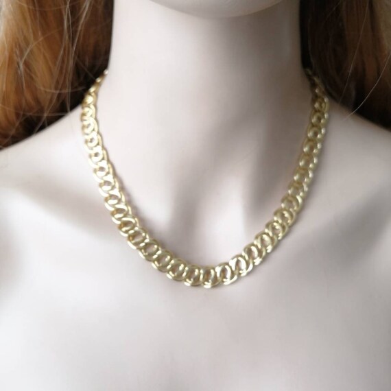 Chunky gold plated chain necklace, mens choker, u… - image 4