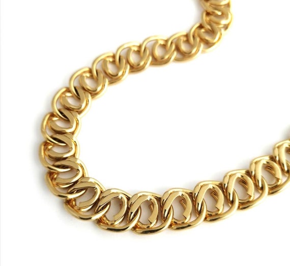 Chunky gold plated chain necklace, mens choker, u… - image 1