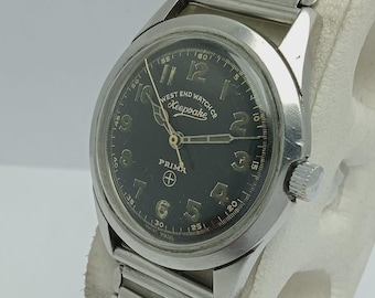 West End Watch Keepsake Prima Manual Winding D 3765 Military Dial Vintage Watch