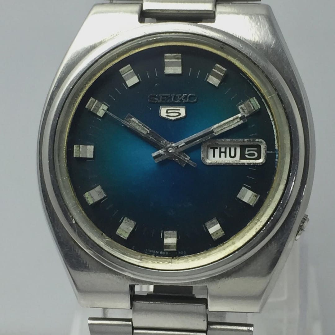 SEIKO 5 Automatic 6119-7460 Day/date Blue Dial Vintage Men's Watch