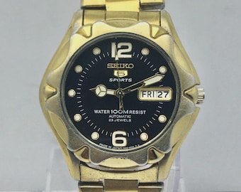 Big Size Seiko 5 Sports Automatic 7s36-00y0 Day/date Gold Plated