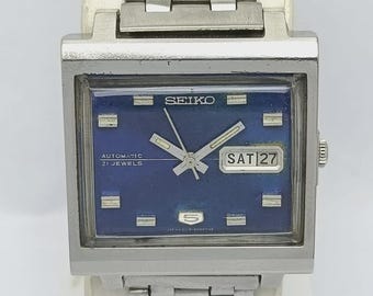 Seiko 5 Automatic TV Shape 6119-5000 Blue Dial Day/Date Vintage Men’s Watch