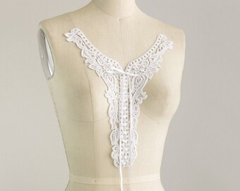 Ivory Venice Lace Up Corset Applique / Floral Lace / Satin Ribbon Laces / Lingerie / Bridal / Also Available in Black