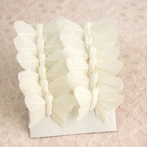 White Shimmer Glitter Feather Butterflies 12 Monarch Bird Feather Butterflies 1.5 Inch Wings Butterfly Set of One Dozen Wedding Decorations