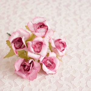 Mauve Heirloom Two Tone Paper Flowers / Curled Petals / 25 Mm Roses ...