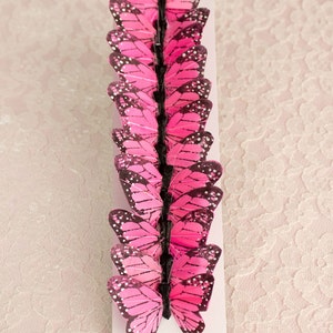 Pink Feather Butterflies 12 Monarch Butterflies 2 INCH Wingspan More Sizes and Colors Available! Cake Toppers Butterfly Hairstyles Bouquet