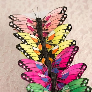 Bright Rainbow Feather Butterflies 12 Monarch Butterflies 3 Inch Wingspan One Dozen Cake Toppers Wedding Decoration Party Butterfly Bouquet