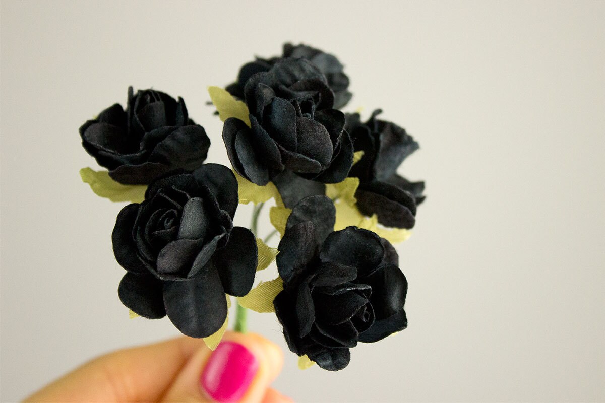 Bouquet Black Paper Flowers / 1.5 Inch Blossom / Vintage Black Etsy