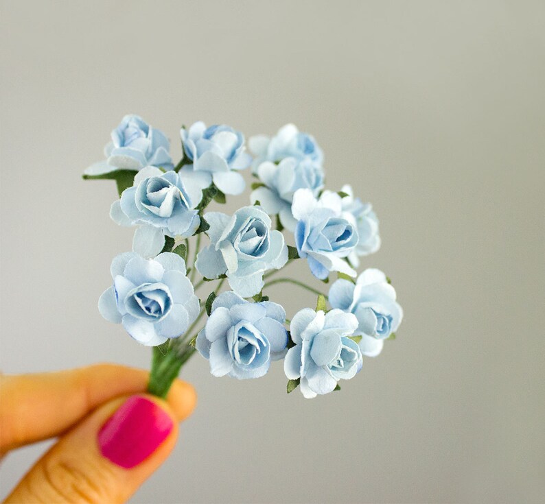 144 Paper Roses / Light Blue Flowers / Baby Blue / 12 Dozen Etsy