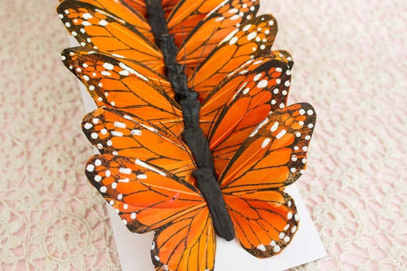 Monarch Butterfly Decor, Feather Butterfly Decorations Set of 12