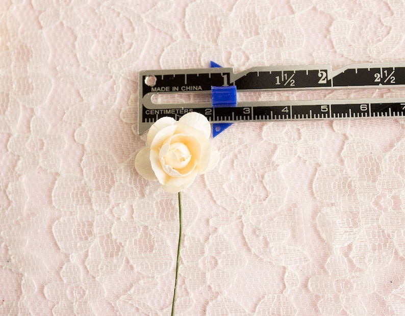 12 Paper Roses One Bouquet 0.75 inches 20 mm Peach 34 Inches Pumpkin Artificial Flowers Bridal Wedding Favors Millinery