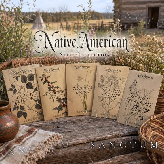 Native American Garden Seed Collection | Rare Edible Frontier Plants | Saskatoon, Prairie Turnip, Strawberry Spinach