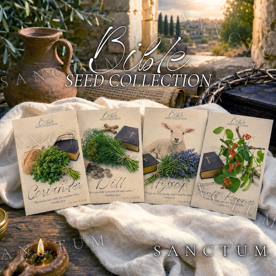 Bible Garden Seed Collection | 4 Edible Faith Inspired Plants | Grow God's Scripture Unique Herbs & Vegetables
