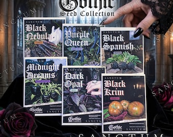 Gothic Vegetable Garden Seed Collection | 6 Rare Edible Gothic Inspired Plants | Unique Purple Herbs & Crops