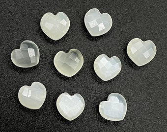 Natural White Moonstone Heart Shape Beads, AAA Moonstone Faceted Heart Shape Beads, Moonstone Heart Shape Charms, Wholesale Beads, 10 MM