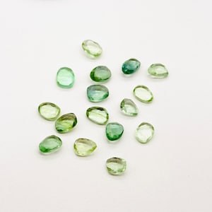 5 perles roses en fluorite verte, pierres précieuses taillées en roses à facettes pour la fabrication de bijoux, 6-9 mm, dos plat, pierres précieuses en fluorite