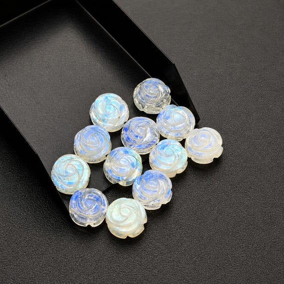 Natural Rainbow Moonstone Flower Shape Beads, Flashy Moonstone Flower Shape Stone, Rose Flower Gemstone, 12 MM, Jewelry Making Flower Beads