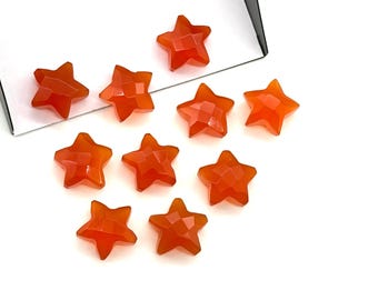 Natural Carnelian Star Shape Beads, Orange Carnelian Faceted Hand Carved Star Beads 10 MM, Jewelry Making Wholesale Gemstone Star Charms