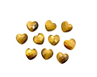 Natural Tiger's Eye Heart Shape Beads, AAA Tiger Eye Faceted Heart Shape Beads, Gemstone Heart Shape Charms, Loose Wholesale Beads, 10 MM