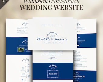 Plantilla Canva para sitio web de bodas con un toque de fantasía: editable y personalizada (descarga digital)