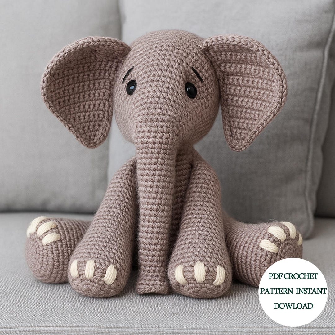 Cute Elephant Crochet Pattern PDF, Amigurumi Elephant Plush Toy ...