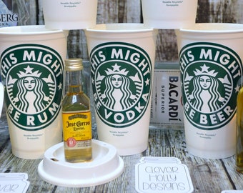 This Might Be Beer \ This Might Be Rum \ Others Wrapped Gift (Genuine Reusable Personalized Starbucks Cup, Mug, Tumbler) [liquor gift idea]