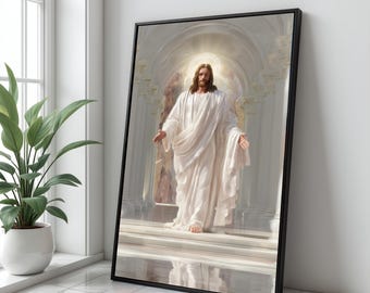 Radiant Jesus Christ Canvas Art, Divine Christian Home Decor