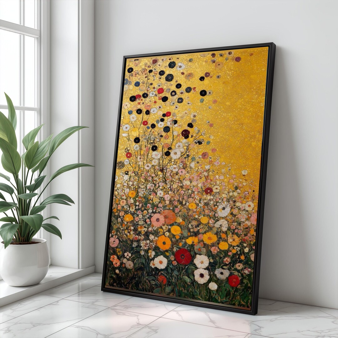 Gustav Klimt Floral Canvas Print, Abstract Flower Garden Wall Art - Etsy