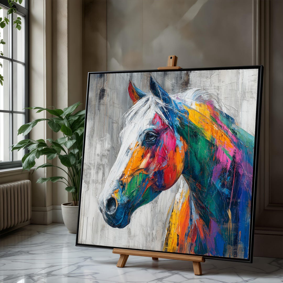 Colorful Abstract Horse Portrait, Ready to Hang Canvas Art - Etsy