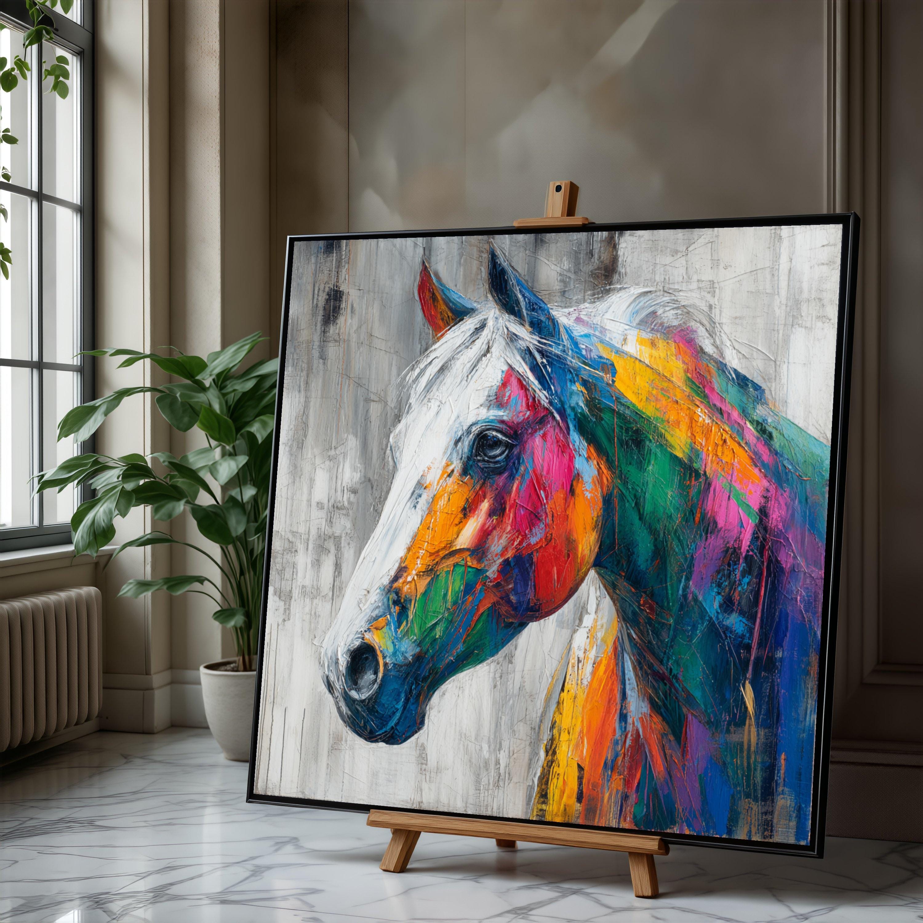 Colorful Abstract Horse Portrait, Ready to Hang Canvas Art - Etsy
