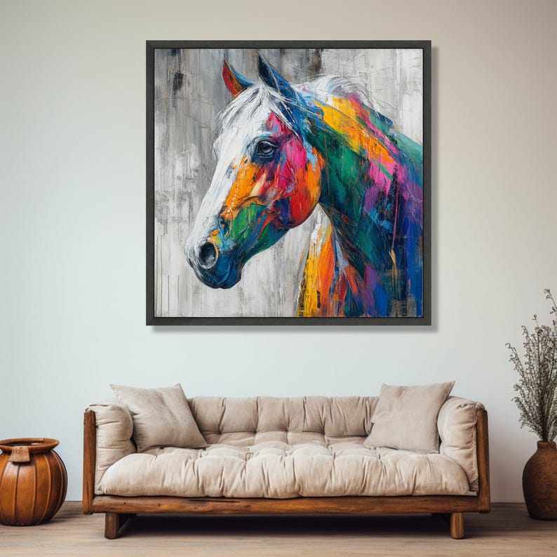 Colorful Abstract Horse Portrait, Ready to Hang Canvas Art - Etsy