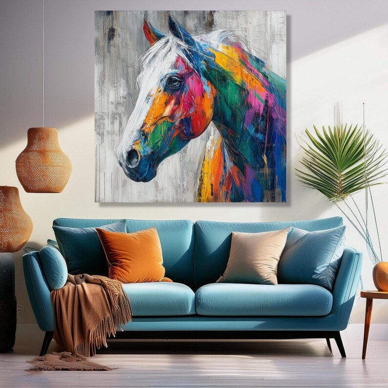 Colorful Abstract Horse Portrait, Ready to Hang Canvas Art - Etsy