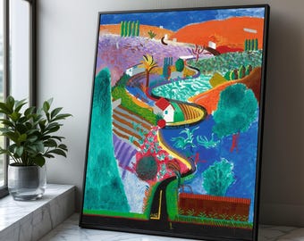 David Hockney Leinwanddruck, Bunte Landschaft, moderne abstrakte Kunst
