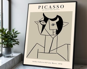 Picasso Abstract Portrait Canvas Print, Modern Cubism Art
