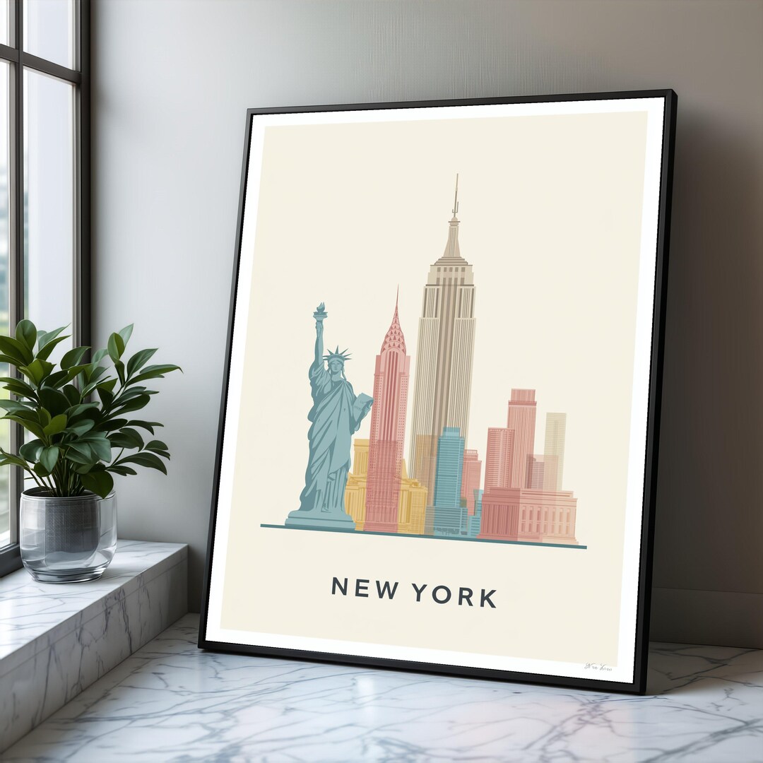 New York City Skyline Canvas Print, Modern Urban Wall Art - Etsy