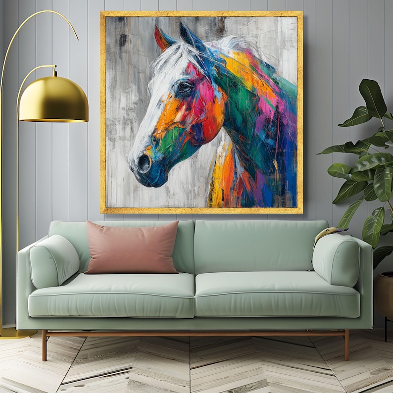 Colorful Abstract Horse Portrait, Ready to Hang Canvas Art - Etsy