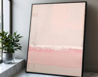 Mark Rothko Soft Pink Abstract Canvas Wall Art, Minimalist Modern Pastel Color Block Canvas, Contemporary Home Decor
