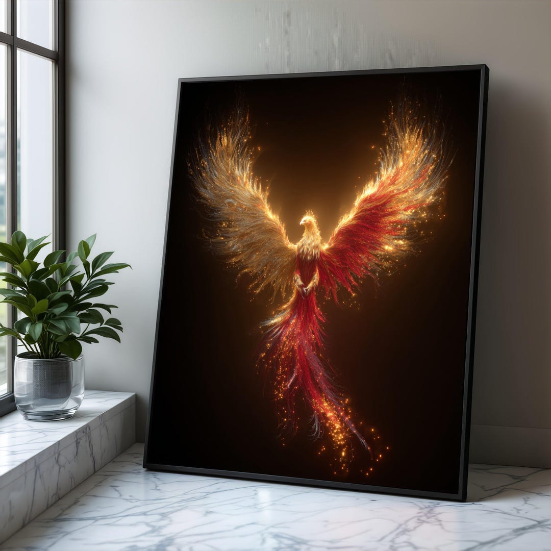 Fiery Phoenix Canvas Print, Mythical Bird Wall Art - Etsy