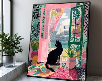 Henri Matisse Cat and Sailboats Canvas, Colorful Home Decor